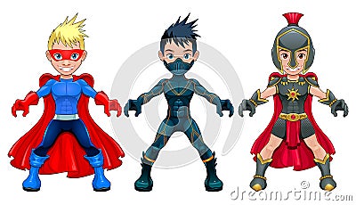 Avatar young superheroes and warriors Vector Illustration
