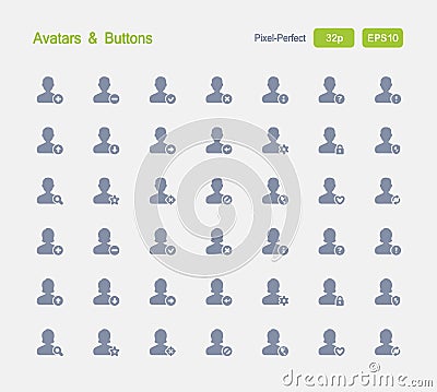 Avatars & Buttons - Granite Icons Vector Illustration