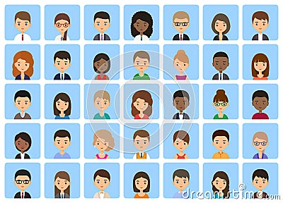 Avatars cartoon characters in flat design. Vector illustration. Vector Illustration