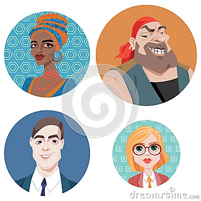 Avatars in cartoon style. Vector Illustration