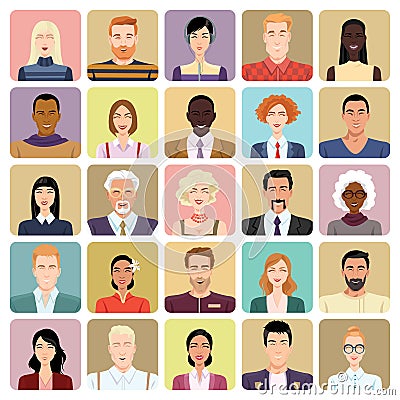 Avatars in cartoon style. Vector Illustration