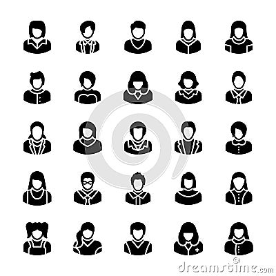 Avatars Glyph Vector Icons 4 Stock Photo