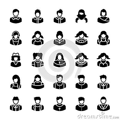 Avatars Glyph Vector Icons 6 Stock Photo