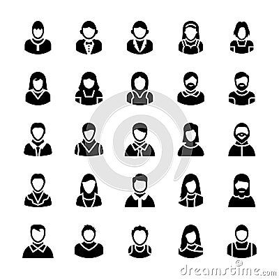 Avatars Glyph Vector Icons 2 Stock Photo