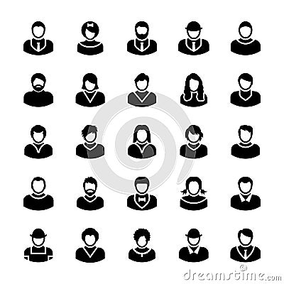 Avatars Glyph Vector Icons 11 Stock Photo