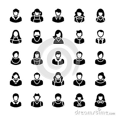 Avatars Glyph Vector Icons 3 Stock Photo