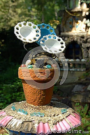 Ave Maria Grotto Flower Pot Stock Photo