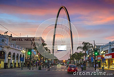 Avenida Revolucion, the main touristic artery in Tijuana, Mexico Editorial Stock Photo