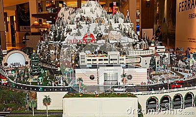 Aventura Mall Christmas decoration: Huge replica of the Railroad Editorial Stock Photo