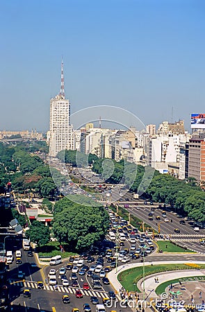 Avenue 9 de Julio in Buenos Aires Stock Photo