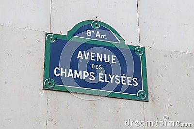 Avenue Champs Elysees Street Sign in Paris, France Stock Photo