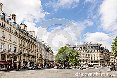 Avenue de l'Opera and Rue Saint Honore Editorial Stock Photo