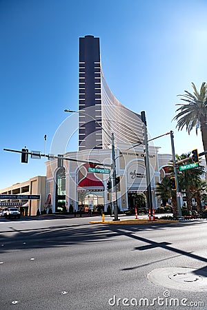 Avenues and sidewalks, hotels and architecture of the streets and buildings of the capital of entertainment in Las Vegas. Nevada, Editorial Stock Photo