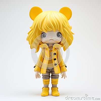 Avery: Moody Yellow Baby Vinyl Toy With Kawaii Manga Style Stock Photo