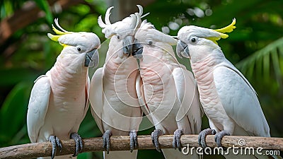 Avian Amity: Feathered Friends in Harmonious Perch. Concept Bird Photography, Nature's Harmony, Stock Photo