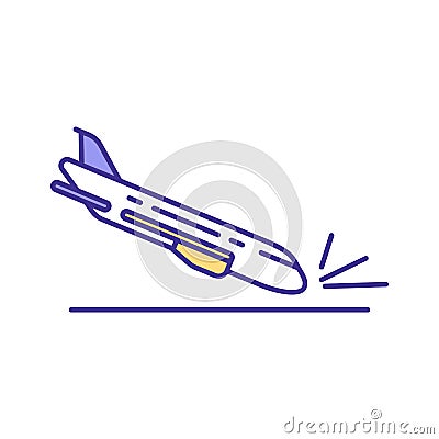 Aviation accident RGB color icon Vector Illustration