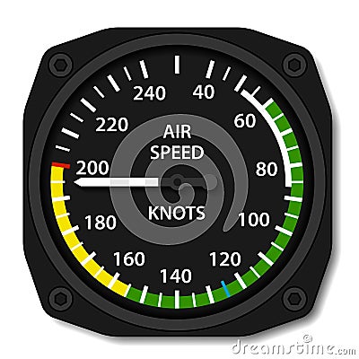 Aviation aircraft airspeed indicator Vector Illustration