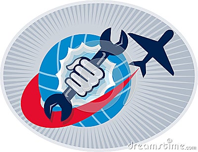 Aviation aircraft mechanic hand spanner Stock Photo