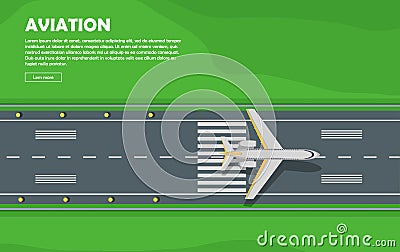 Aviation. Aircraft. Runway. Flight. Vector Banner Vector Illustration