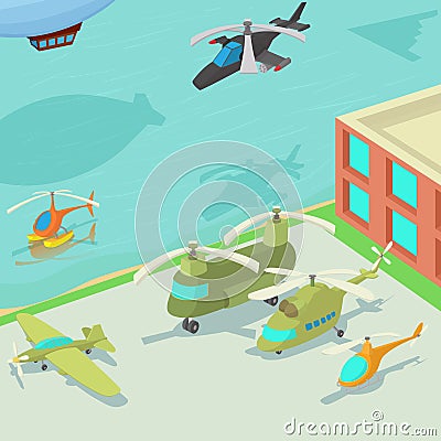 Aviation airport concept, cartoon style Vector Illustration