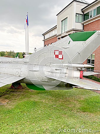 White and red checkerboard marking the nationality of the aircraft Editorial Stock Photo