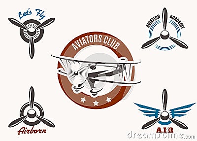 Aviation Emblem Set Stock Photo