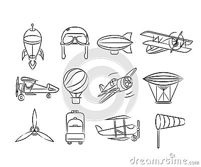 Aviation icons Stock Photo