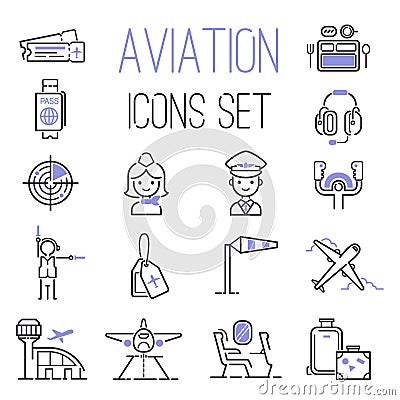 Aviation icons vector set. Vector Illustration