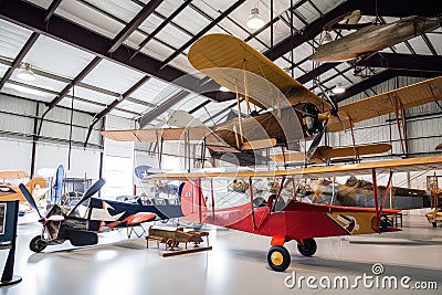 aviation museum, showcasing the history of aviation with vintage planes and artifacts Stock Photo