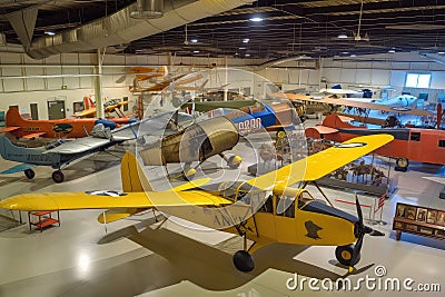 aviation museum, showcasing the history of aviation with vintage planes and artifacts Stock Photo