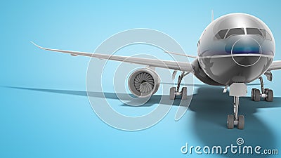 Aviation passenger plane isolated 3d render on blue background with shadow Stock Photo