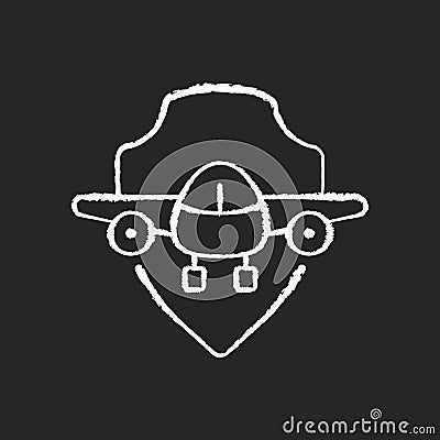 Aviation safety chalk white icon on black background Vector Illustration