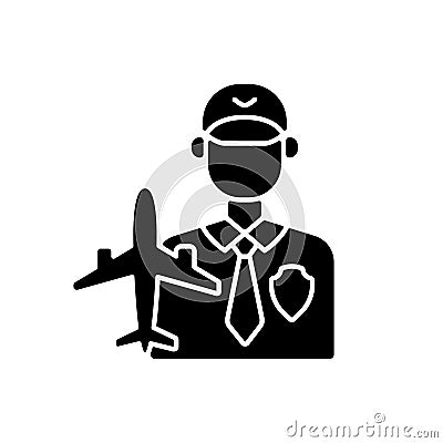 Aviation security black glyph icon Vector Illustration