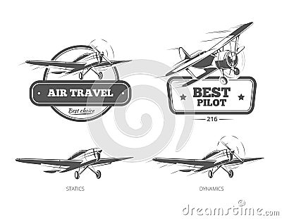 Aviation vector badges, logos, emblems, labels Vector Illustration