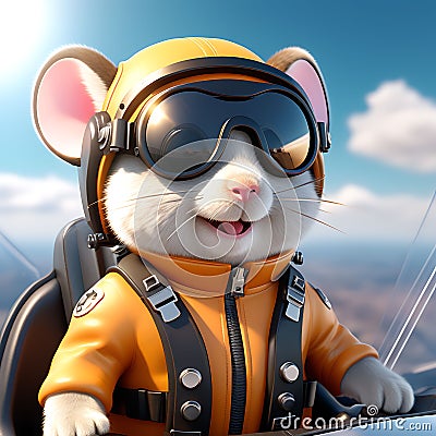 Aviator Adventures: A Cute Mouse Pilot Wearing Aviator Goggles, Rendered in Unreal Engine at 8K Resolution Stock Photo