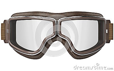 Aviator goggles in vintage style, front view Stock Photo