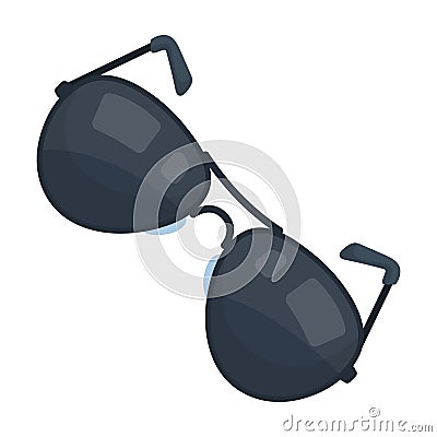 Aviator sunglasses icon in cartoon style isolated on white background. Police symbol. Vector Illustration
