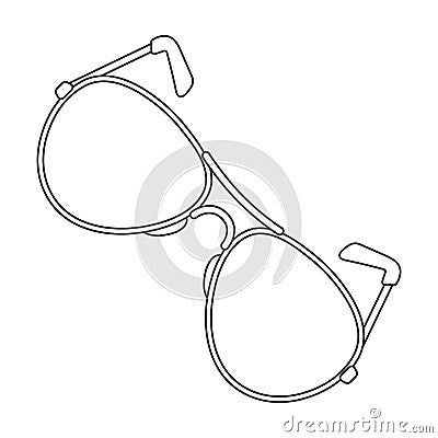 Aviator sunglasses icon in outline style isolated on white background. Police symbol stock vector illustration. Vector Illustration