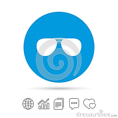 Aviator sunglasses sign icon. Pilot glasses. Vector Illustration