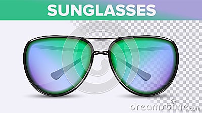 Aviator Unisex Sunglasses, Trendy Vector 3D Shades Vector Illustration