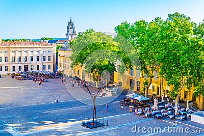 AVIGNON, FRANCE, JUNE 18, 2017: People are strolling on place du Palais in Avignon, France Editorial Stock Photo