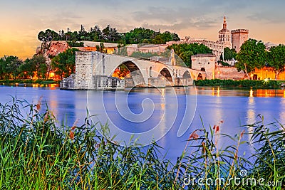 Avignon, France - Pont Avignon and medieval castle, Provence Stock Photo