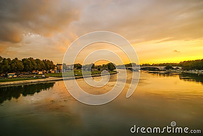 Avignon at sunset, France Stock Photo