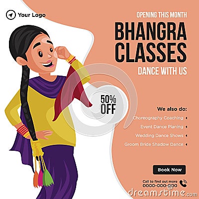 Banner design of bhangra classes Vector Illustration