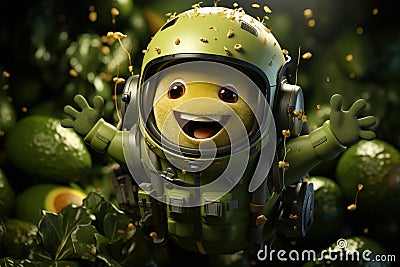 avocado astronaut cute funny character Generative AI Stock Photo