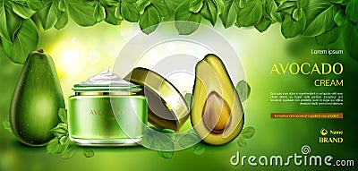 Avocado cosmetics skin care cream. beauty product Vector Illustration