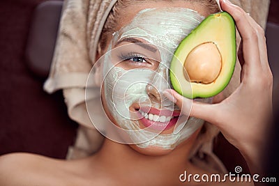 Avocado facial mask Stock Photo