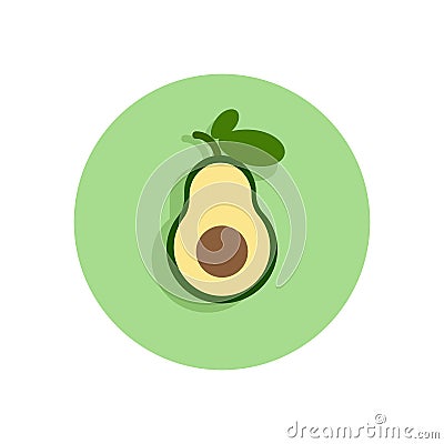 Avocado flat icon. Round colorful button, circular vector sign, Vector Illustration