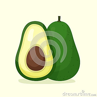 Avocado fruit in flat style Vector Illustration