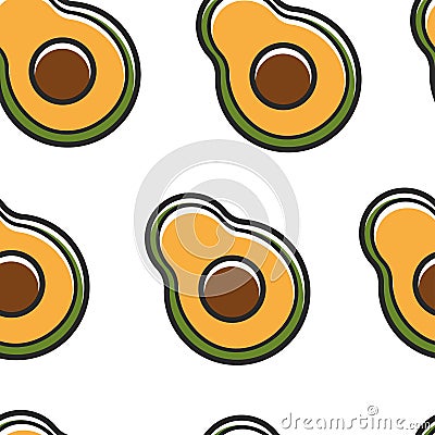 Avocado fruit harvest Mexican symbol seamless pattern Vector Illustration